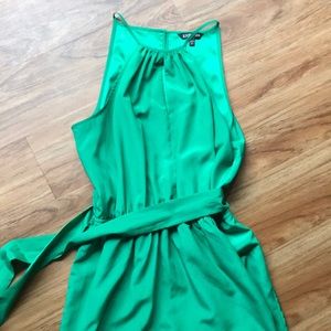 Express green colorblock halter dress